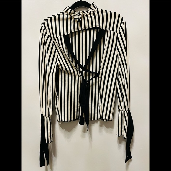 Zara High Collar Open Back Blouse - Picture 5 of 5